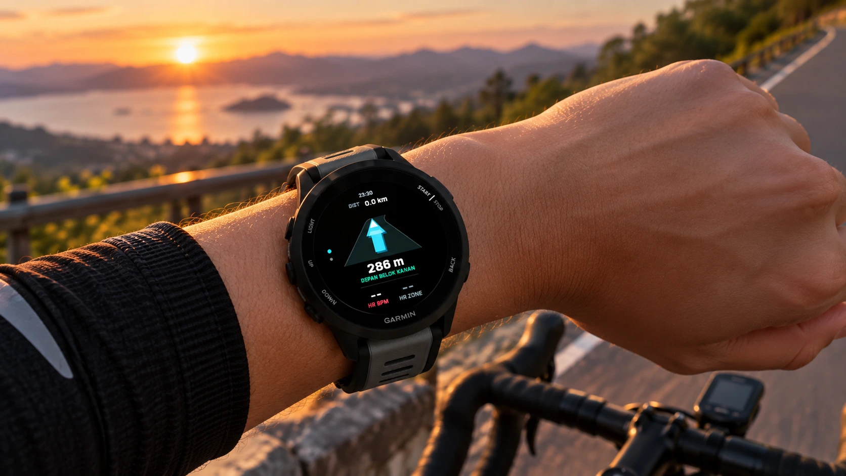 TURN3D route navigation data field displayed on a Garmin watch